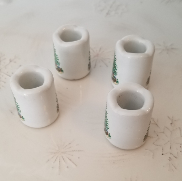 Set of 4 Vintage Christmas Tree Mini Candlesticks - Picture 3 of 7